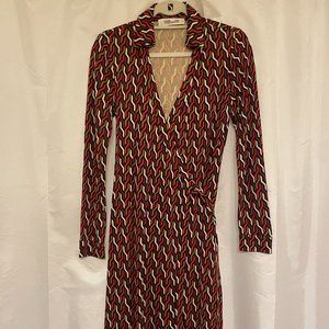 Vintage Diane Von Furstenburg Geometric Julie Silk Wrap Dress